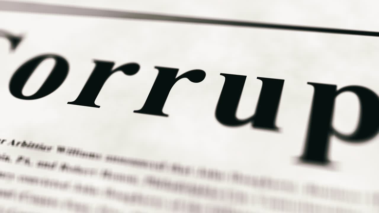 Newspaper printing corruption in business global problem stop fraud and money laundering in daily