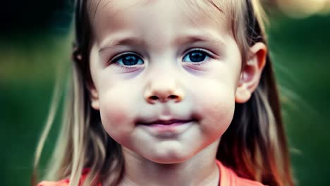 portrait of a cute little girl with blonde hair and blue eyes