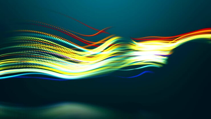 Colorful abstract vector ribbon mesh structure technology wavy animated background. UHD 4K seamless loop video.