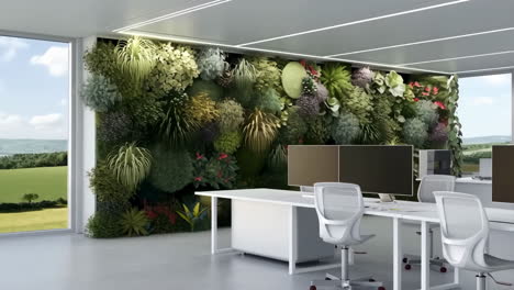 modern office space with a biophilic living wall