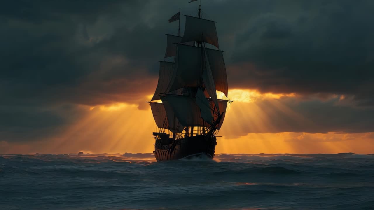 Sailing Ship at Sunset