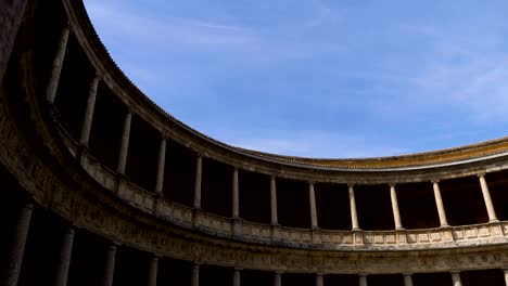 beautiful view of palace of charles v, alhambra - granada, spain