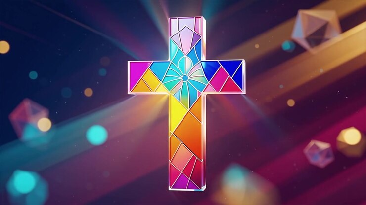 Cruz Cristiana con Luz Celestial, Fondo para Adoración.