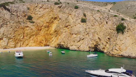 Luxury yacht in the calm lagoon, Golden Bay, Krk, Croatia