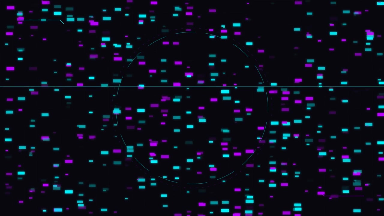Abstrakter digitaler Hintergrund mit Glitch-Effekten und schwebenden Rechtecken