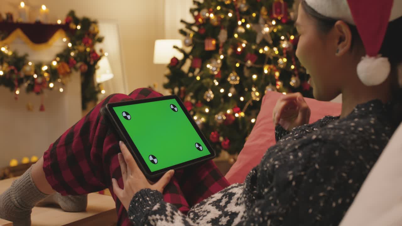 Merry Xmas new year wishing online video call template on notebook.