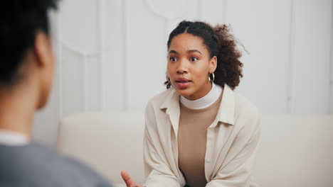 woman in conversation