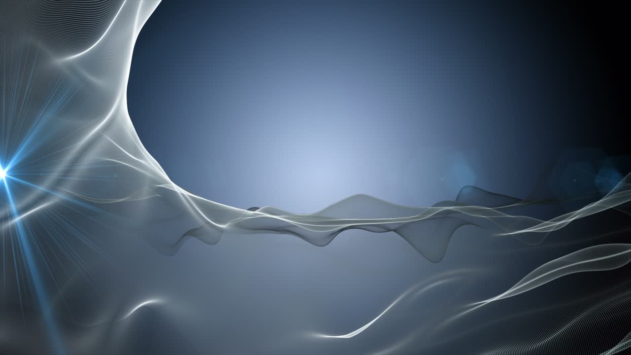 Futuristic animation with wave object and glowing light in slow motion, 4096x2304 loop 4K