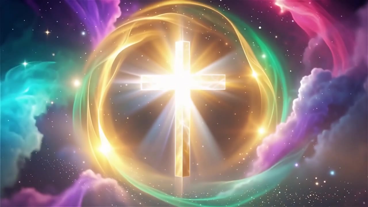 Christian Cross Heavenly Light Worship Background