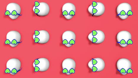 animación en bucle 3d de huevos divertidos de fantasía. fondo de arte contemporáneo.
