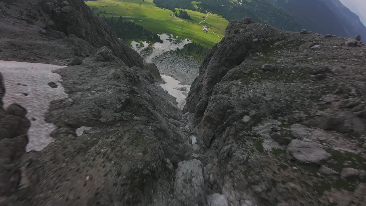 Aerial View of Dramatic Mountain Landscape with Snow