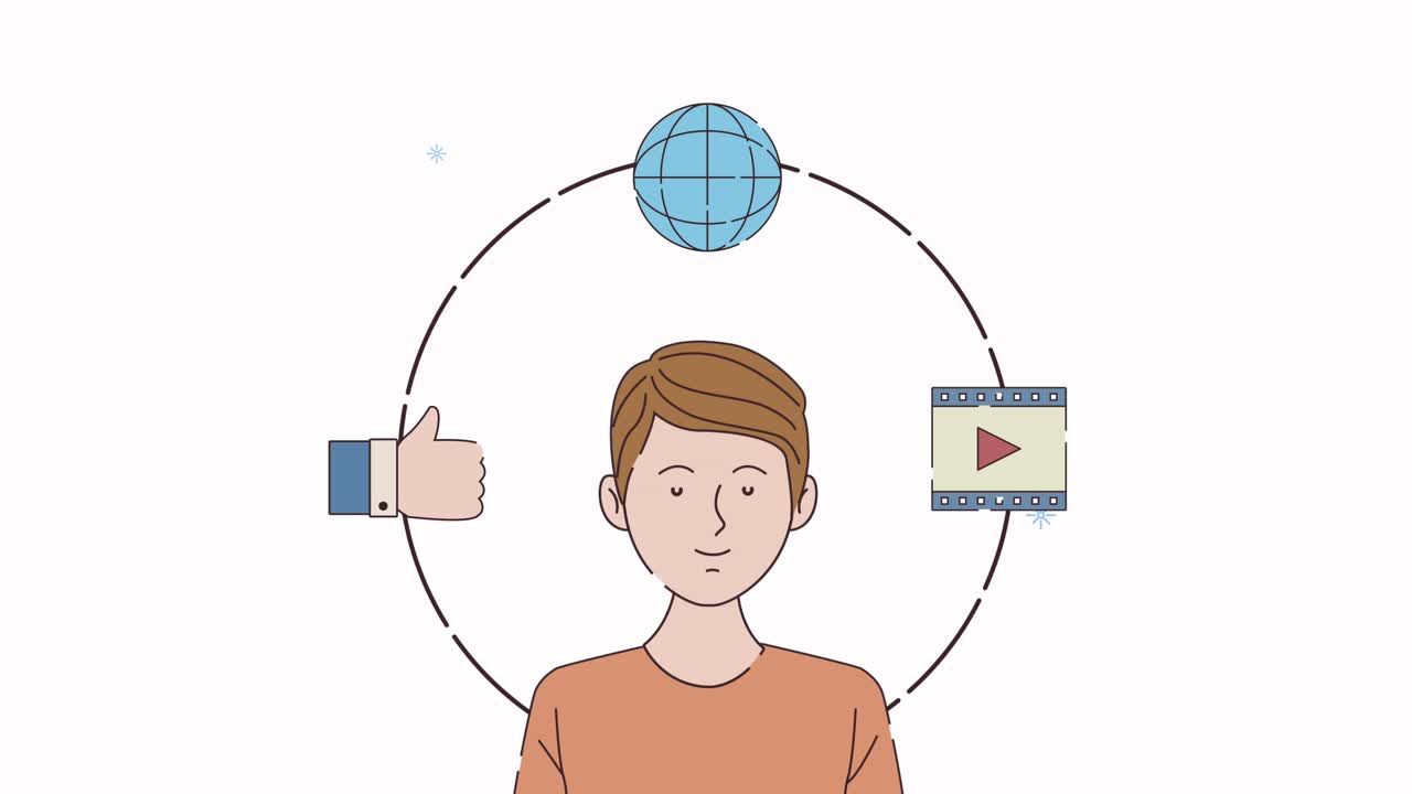 digital work animation with man and icons