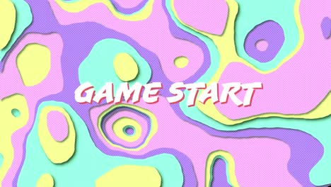 Animation-of-game-start-over-pastel-colorful-changing-background