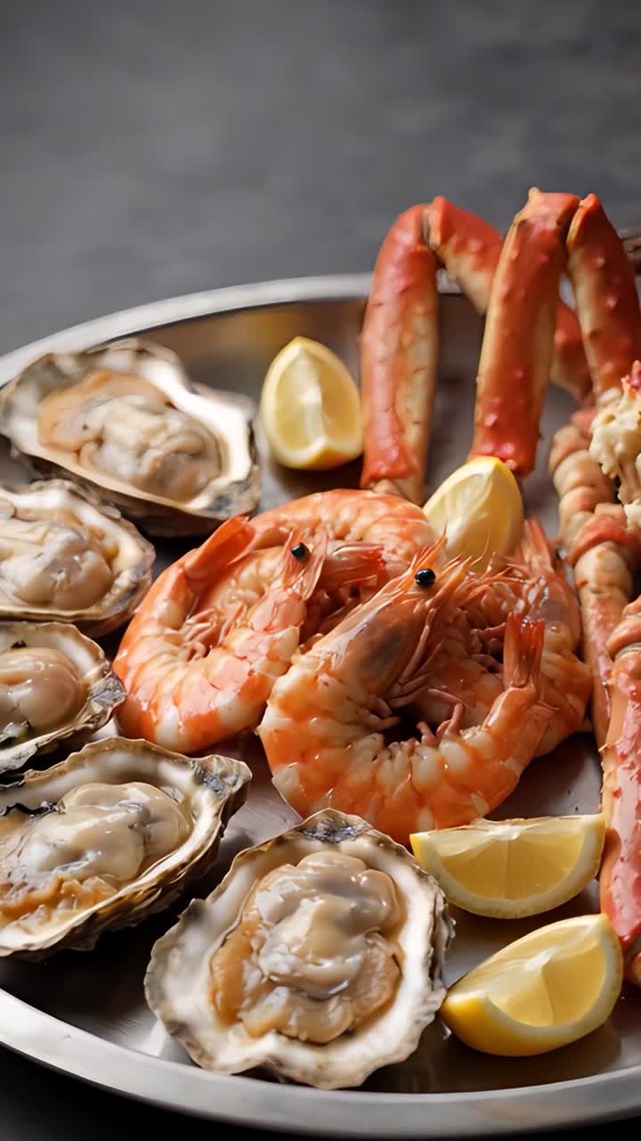 Delicious Seafood on Blurred Background