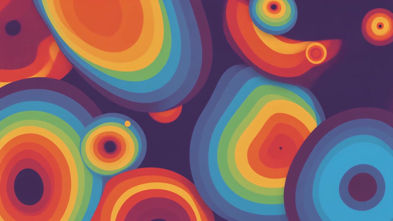 Abstract Animation of Colorful Concentric Circles Expanding and Morphing
