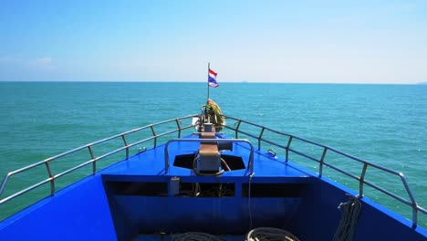 Traveling-by-boat-over-the-waves-of-Thailand-into-the-open-Pacific-ocean---wide-shot