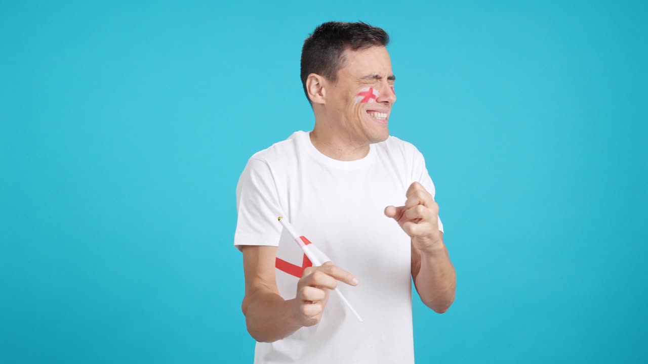 English supporter during an exciting march that is ultimately lost