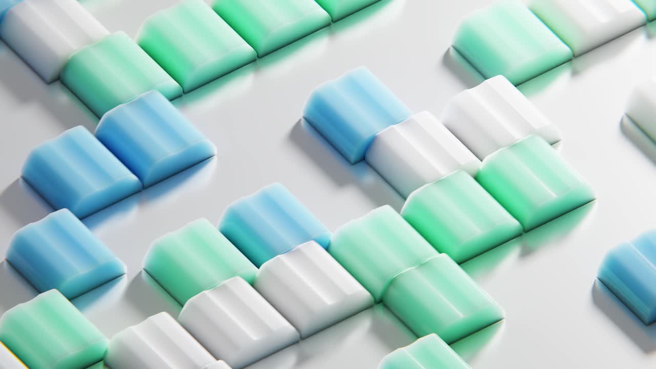 Dynamiczny abstrakcyjny wzór poruszających się bloków geometrycznych.