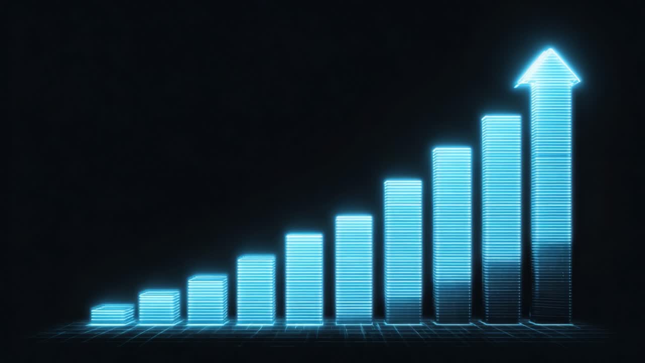 Dynamic Growth Visualization: A Futuristic Graph Progression Indicating Increasing Data Metrics in a Digital Environment with a Focus on Performance Success