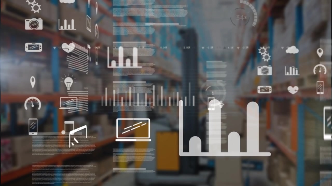 Animation af grænseflade med databehandling mod lager