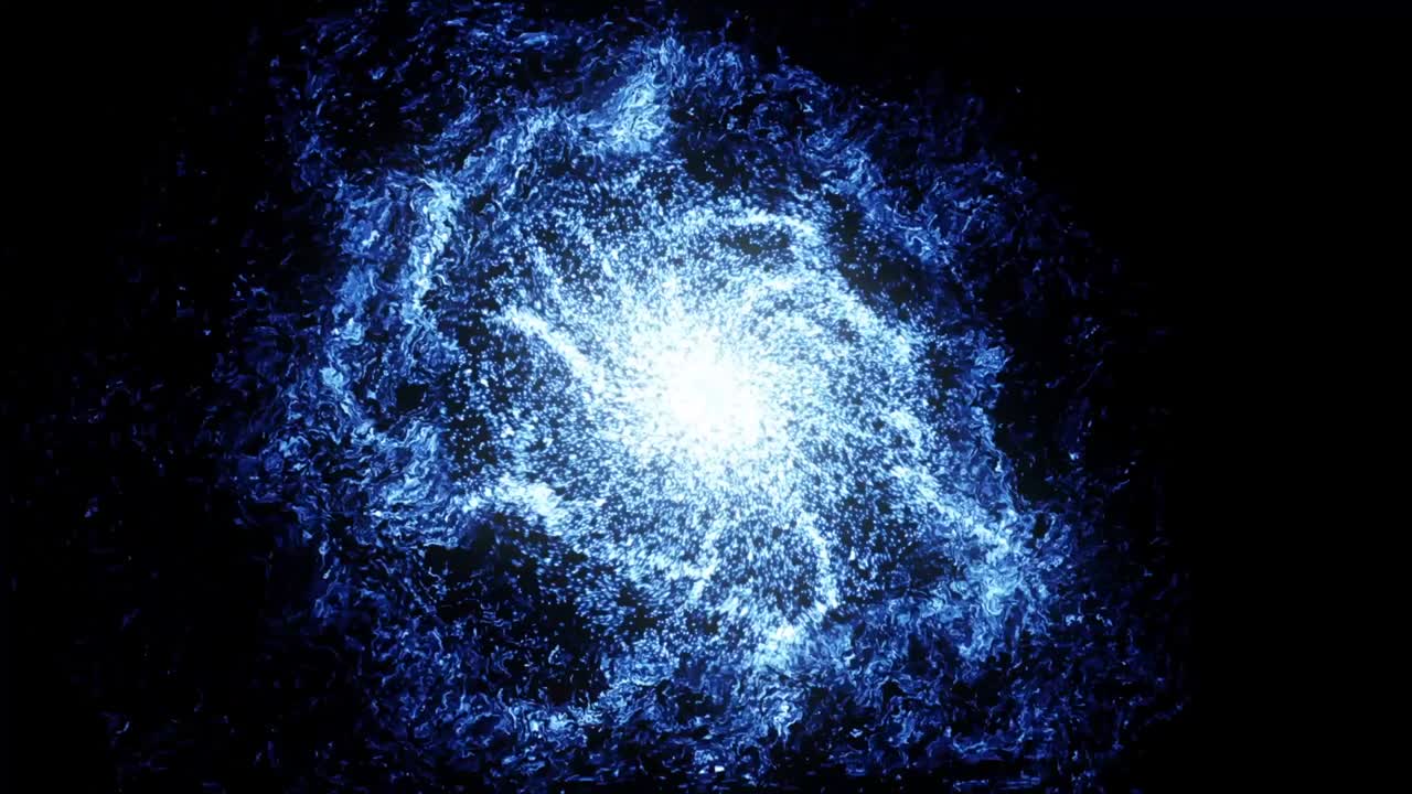 Blue futuristic space particles in bright round energy structure, space orb, eternity concept. Animation. Abstract colorful glowing energy field, electric and magnetic effect.