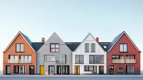 row of modern european-style houses