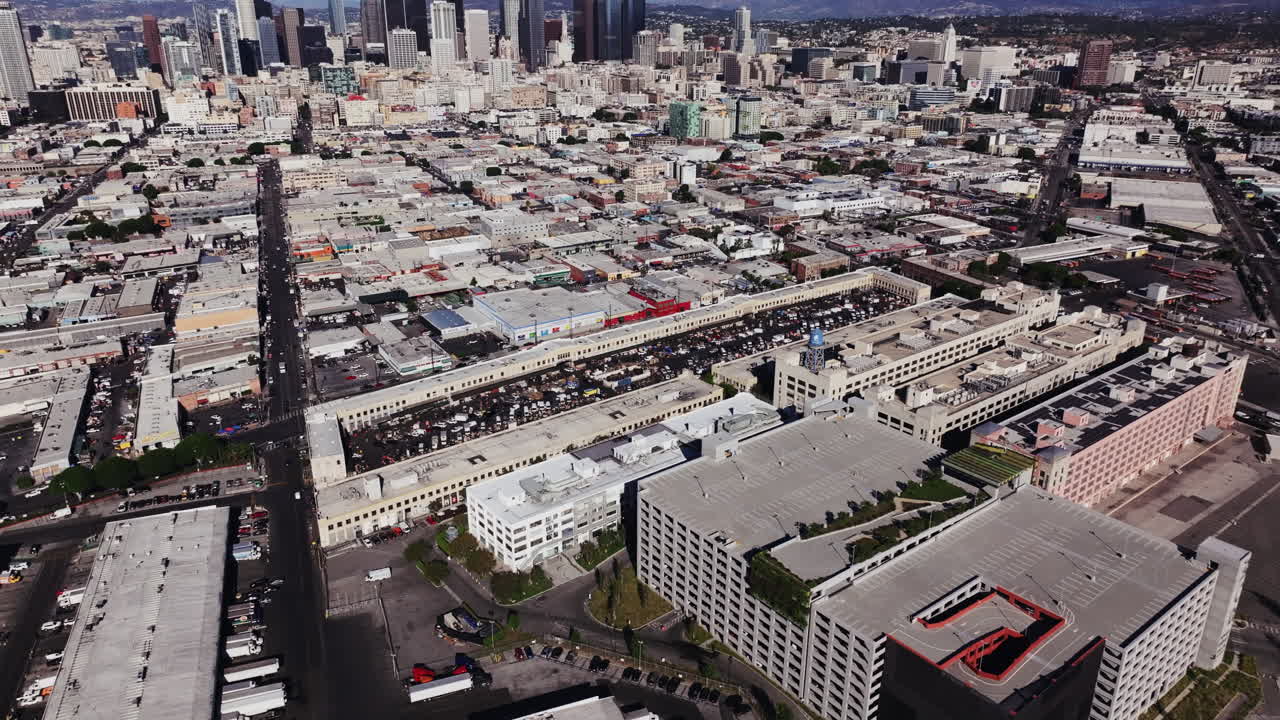 Aerial View of a Vast Los Angeles Cityscape with Downtown Skyline