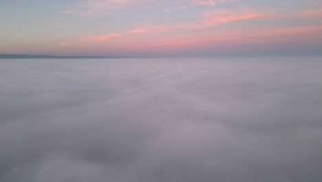 amazing view over clouds at sunset