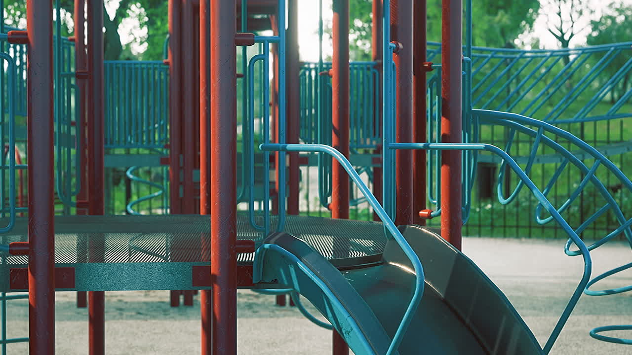 Brightly colored playground structure invites playful adventures in the sun