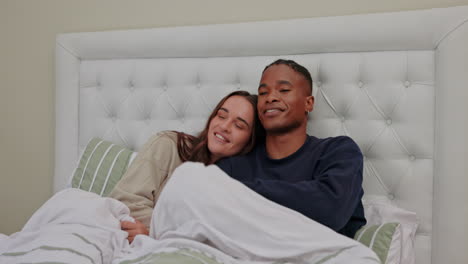 relax, watching tv and cuddle with interracial