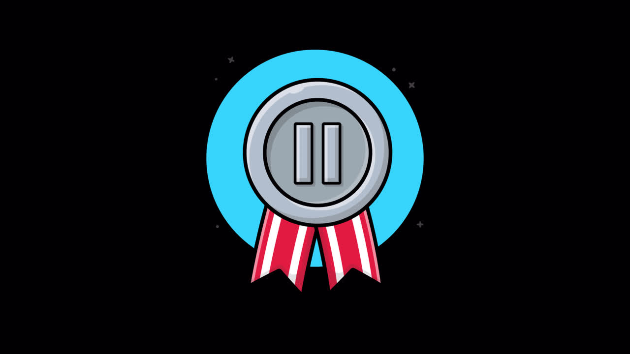 Animated Silver Second Place Medal with Ribbons