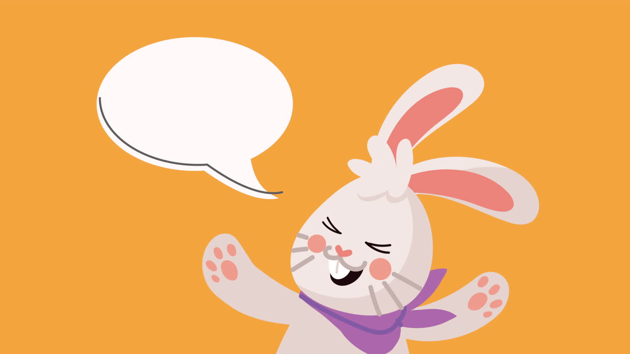 말 거품이 있는 귀여운 만화 토끼