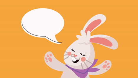 conejo de dibujos animados con burbuja de habla