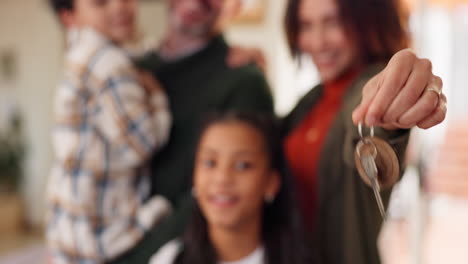 family celebrates buying a new home