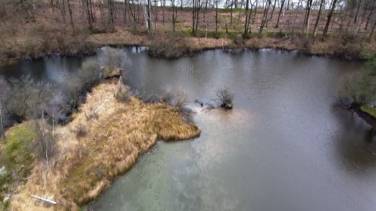 Drone shot of the wetlands of northern Belgium