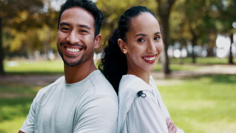 Park-fitness,-smile-and-face-of-happy-couple-ready