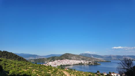 kastoria city lake orestiada surrounded by mountains nature landscape viewpoint macedonia