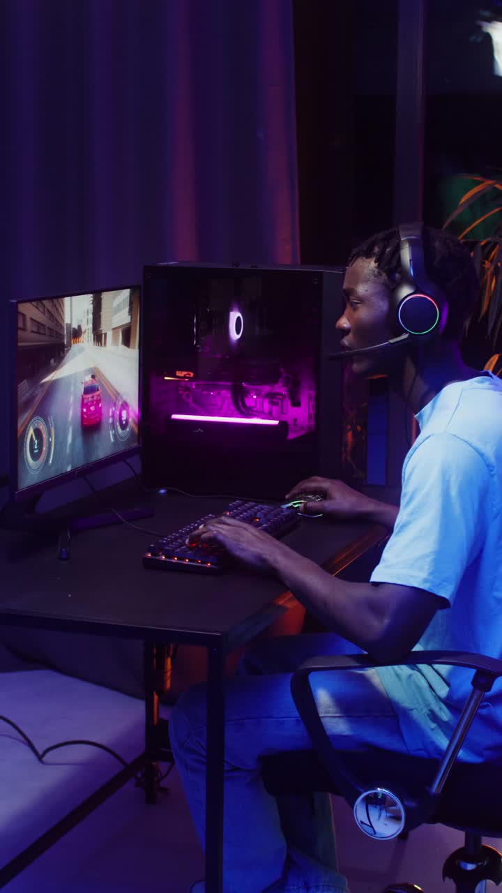 Man playing video games on his computer