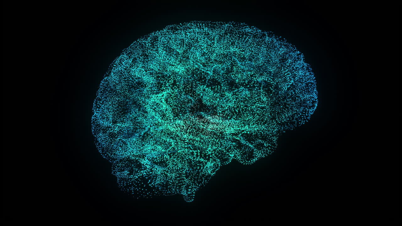 3D Brain with hologram effect represented artificial intelligence or machine learning