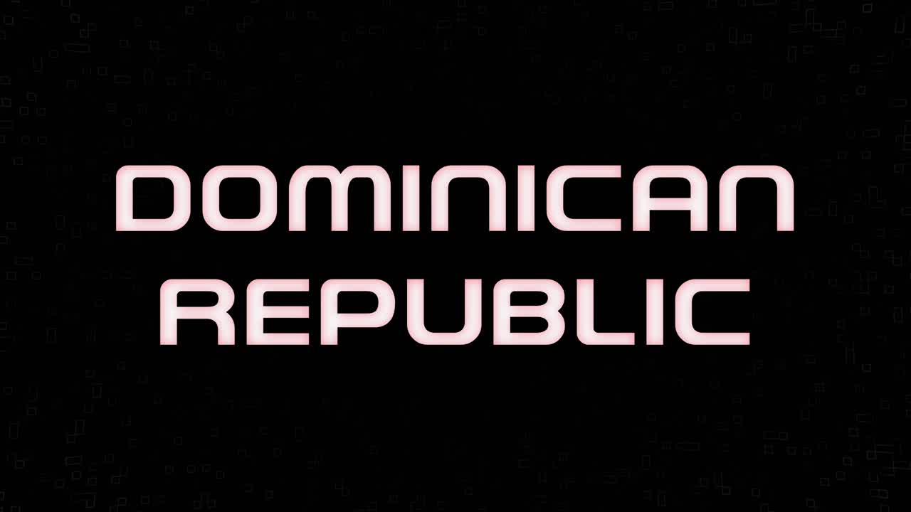 Electrified flashing DOMINICAN REPUBLIC animated graphic in white yellow and black