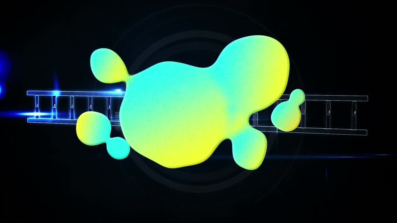 Animation of green stain and dna strand on black background
