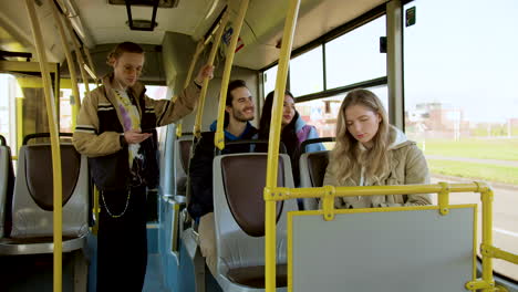 young woman in the bus