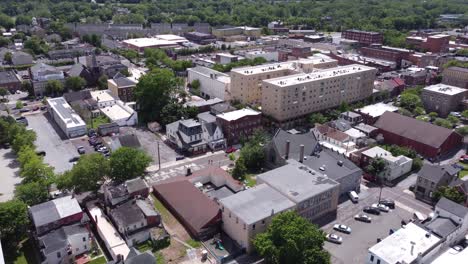 drone view over a town buildings in pennsylvania