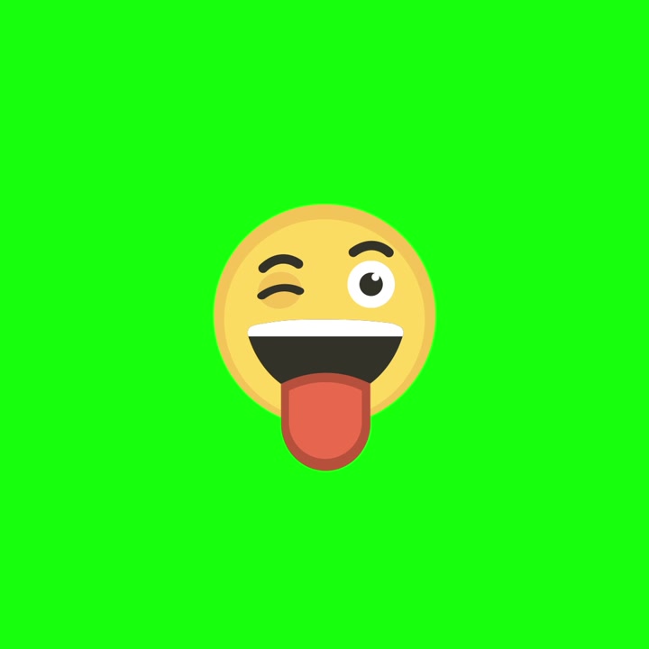 Animated Emoji Winking and Sticking Tongue Out on Green Screen