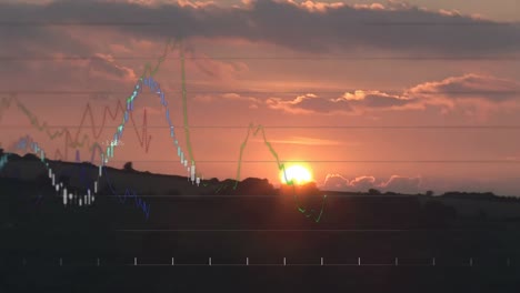 animación de estadísticas y procesamiento de datos sobre el paisaje urbano