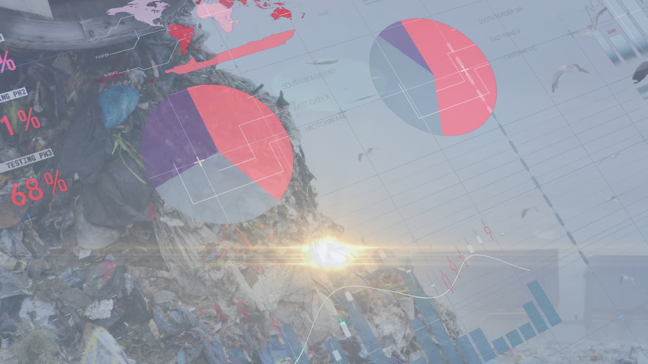 폐기물에 대한 데이터 처리의 애니메이션