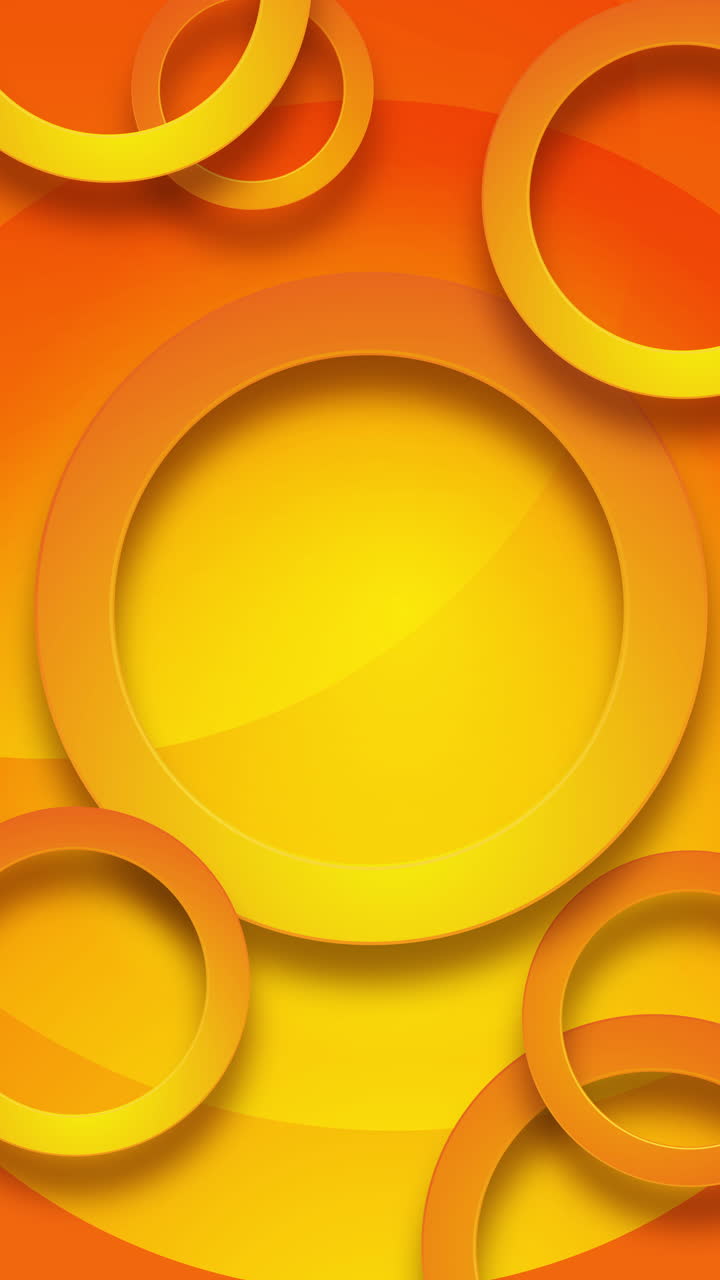 Abstract orange background color ring. Circle rotate shape. Loop vertical video.