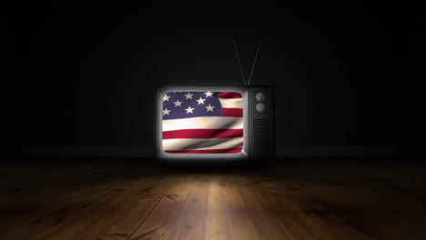 television with an american flag