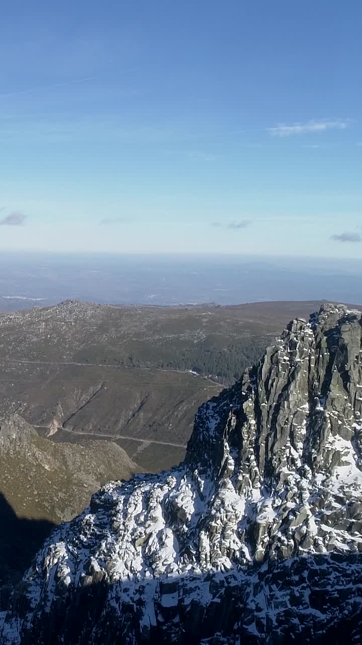 Mountain Covered by Snow. Serra da Estrela Portugal vertical video