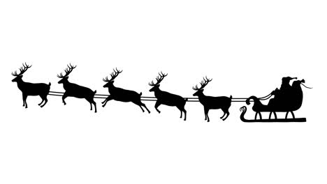 animated silhouette santa's sleigh with rudolf alpha matte